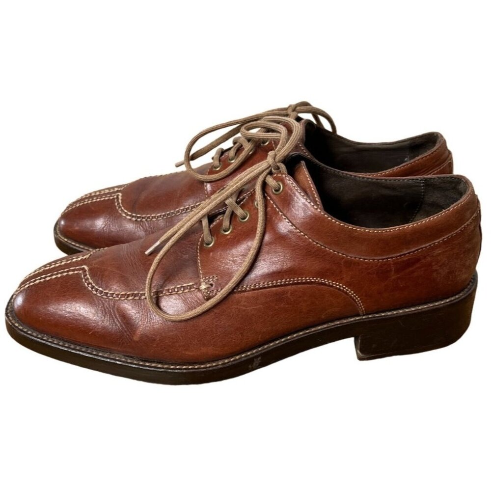 Cole Haan Country Mens 10 Leather Split Toe Oxfords Lace Up Dress Shoe Brown EUC